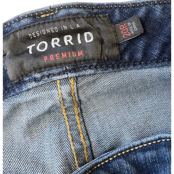 Torrid Premium Woman's Distressed Denim Blue Jeans Size 20R High Rise Curvy - Picture 15 of 16